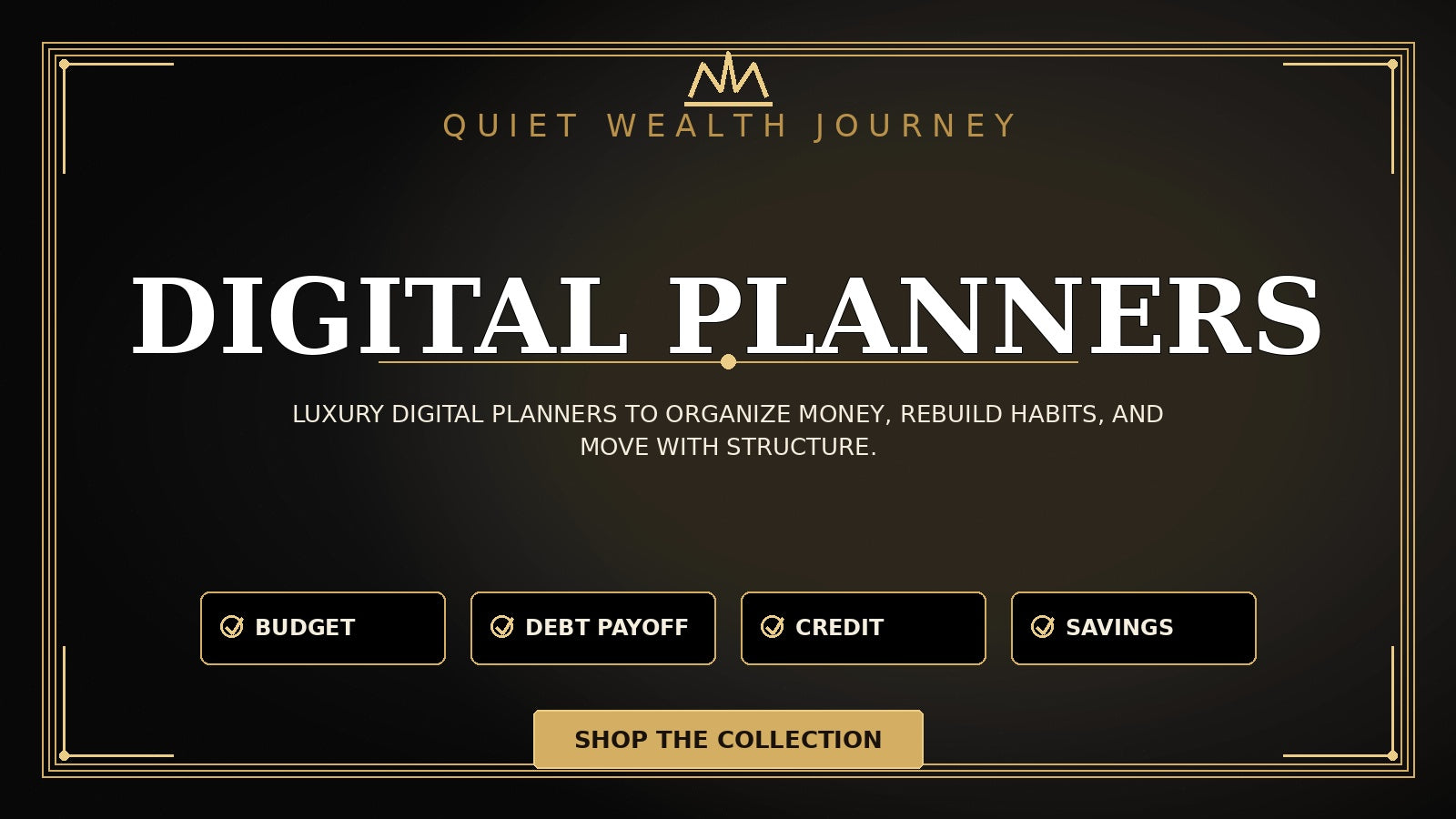 Digital Planners premium black and gold collection banner