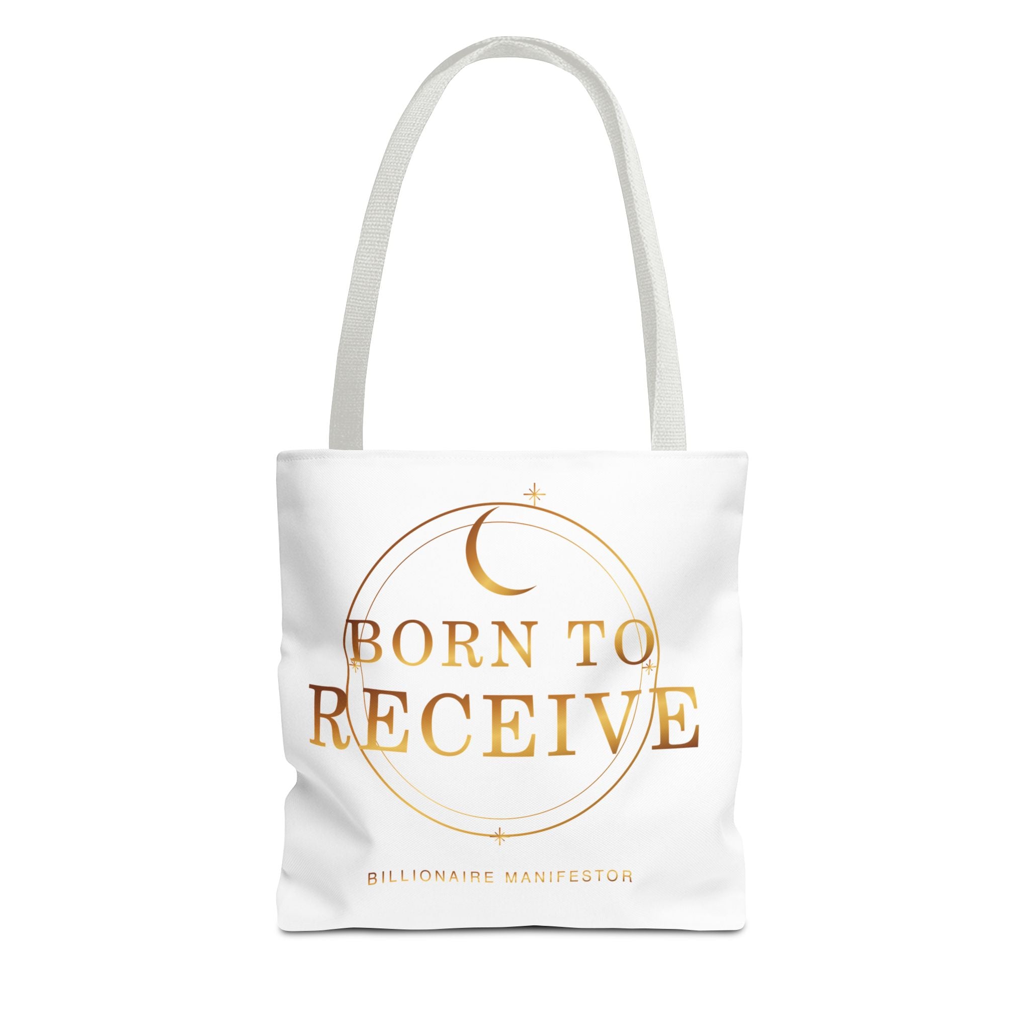 Born to Receive Gold Statement Tote — design detail view by Quiet Wealth Journey
