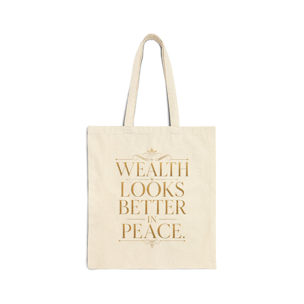 Wealth Looks Better In Peace | Quiet Wealth Journey Canvas Tote Bag
