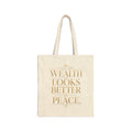 Wealth Looks Better In Peace | Quiet Wealth Journey Canvas Tote Bag