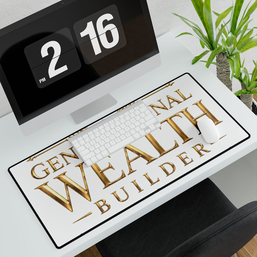 Generational Wealth Builder Gold Desk Mat — design detail view by Quiet Wealth Journey