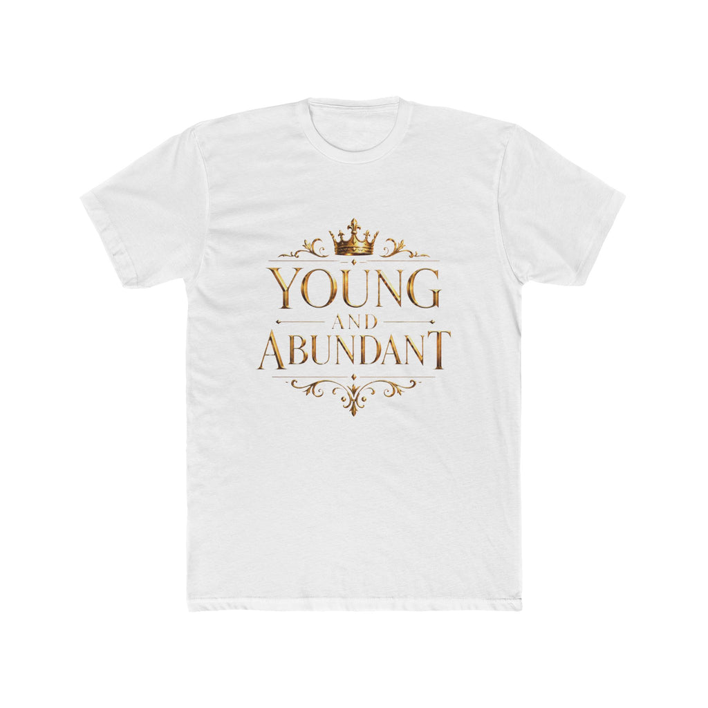 Young & Abundant Gold Statement Tee — featured product view by Quiet Wealth Journey