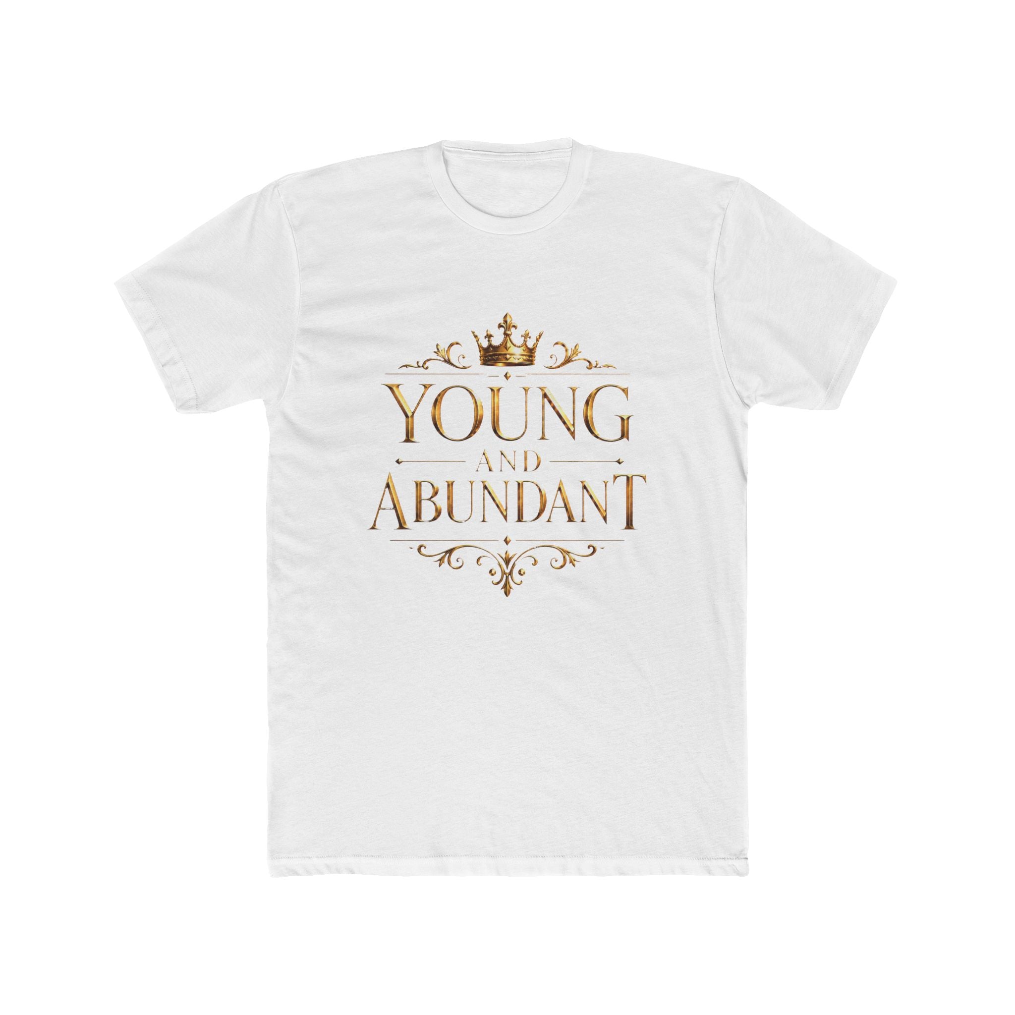 Young & Abundant Gold Statement Tee — featured product view by Quiet Wealth Journey