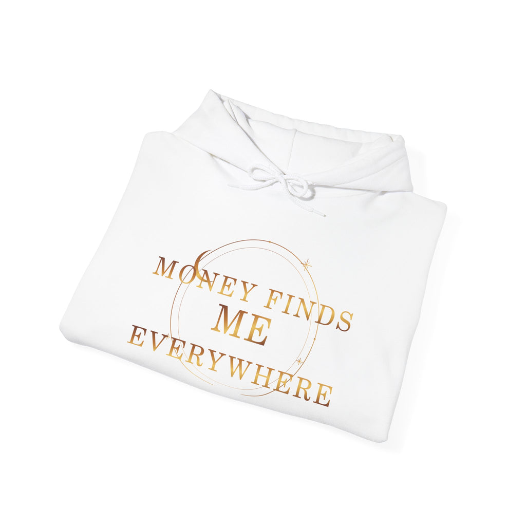 Money Finds Me Everywhere Gold Affirmation Hoodie — additional product view by Quiet Wealth Journey