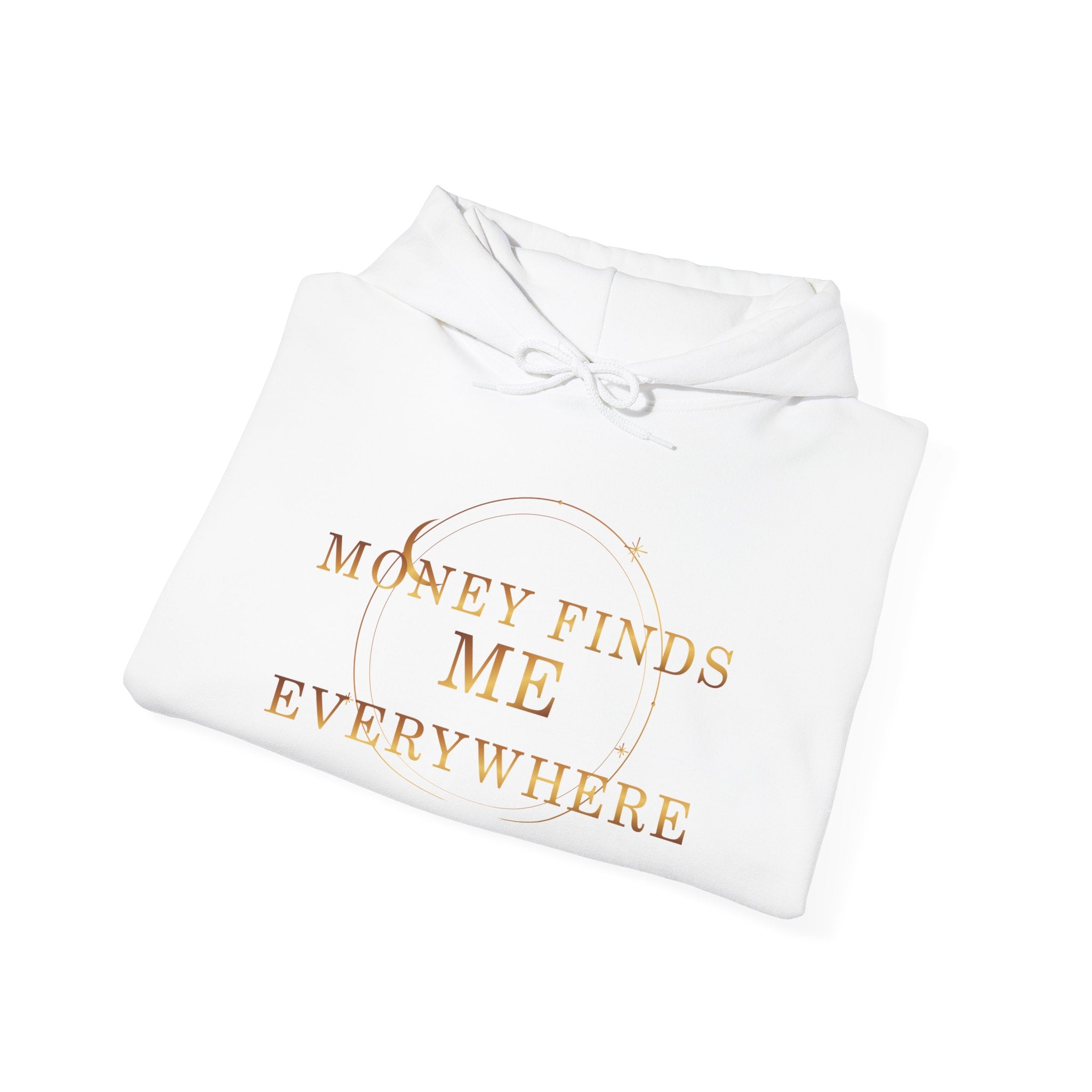 Money Finds Me Everywhere Gold Affirmation Hoodie — additional product view by Quiet Wealth Journey