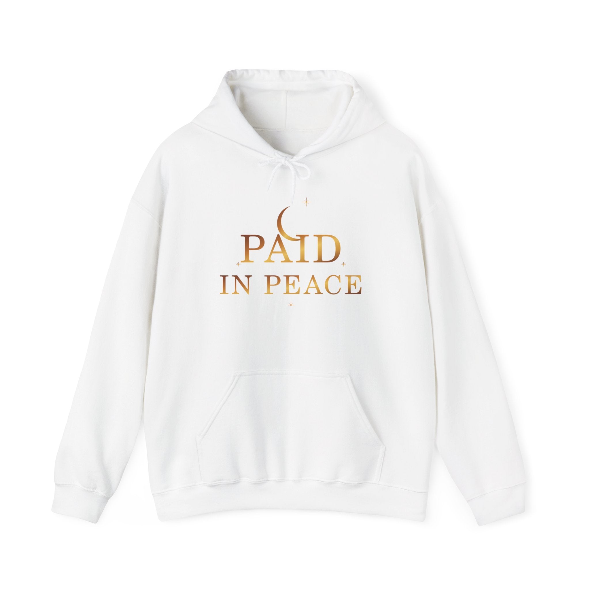 Paid in Peace Gold Affirmation Hoodie — featured product view by Quiet Wealth Journey