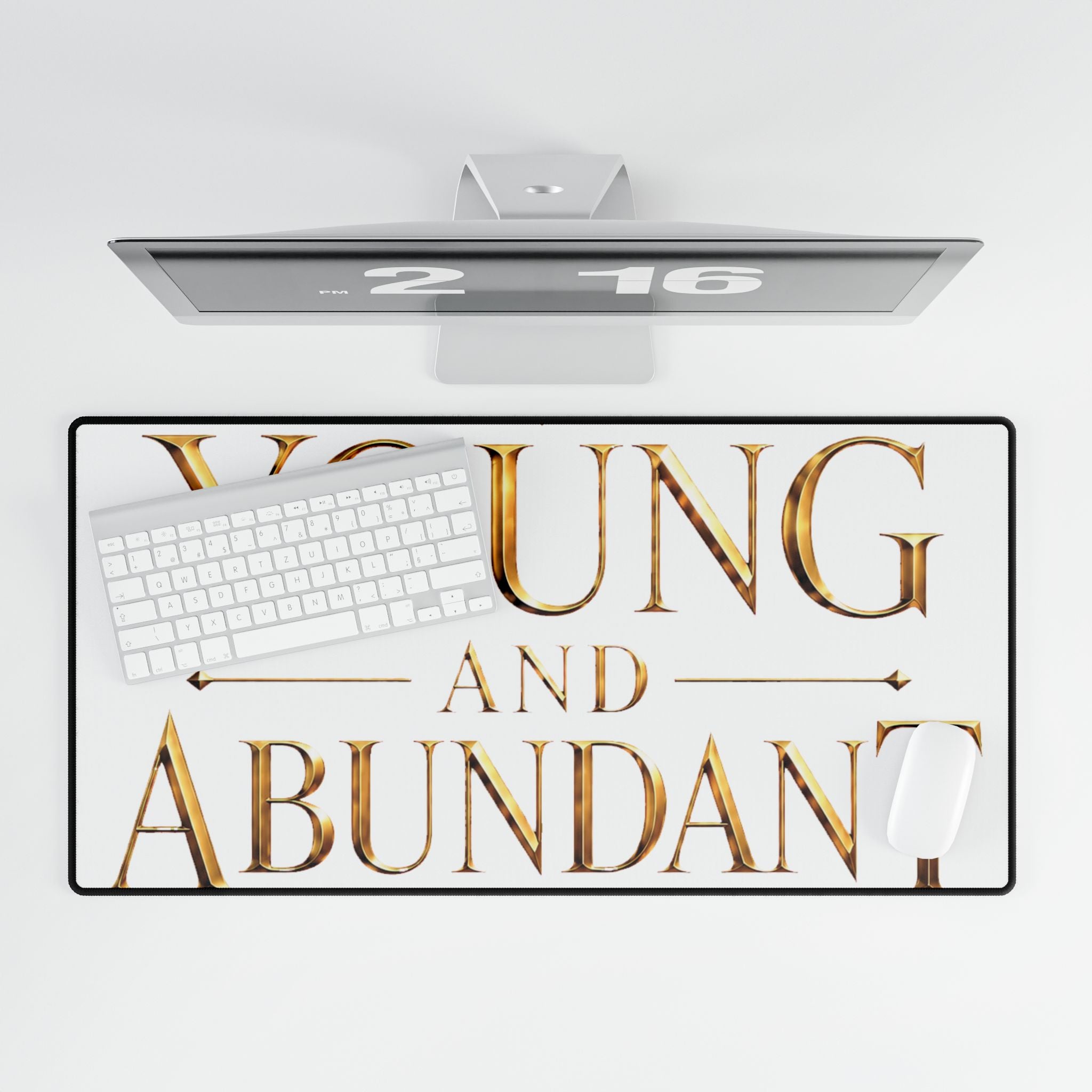 Young & Abundant Gold Statement Desk Mat — additional product view by Quiet Wealth Journey