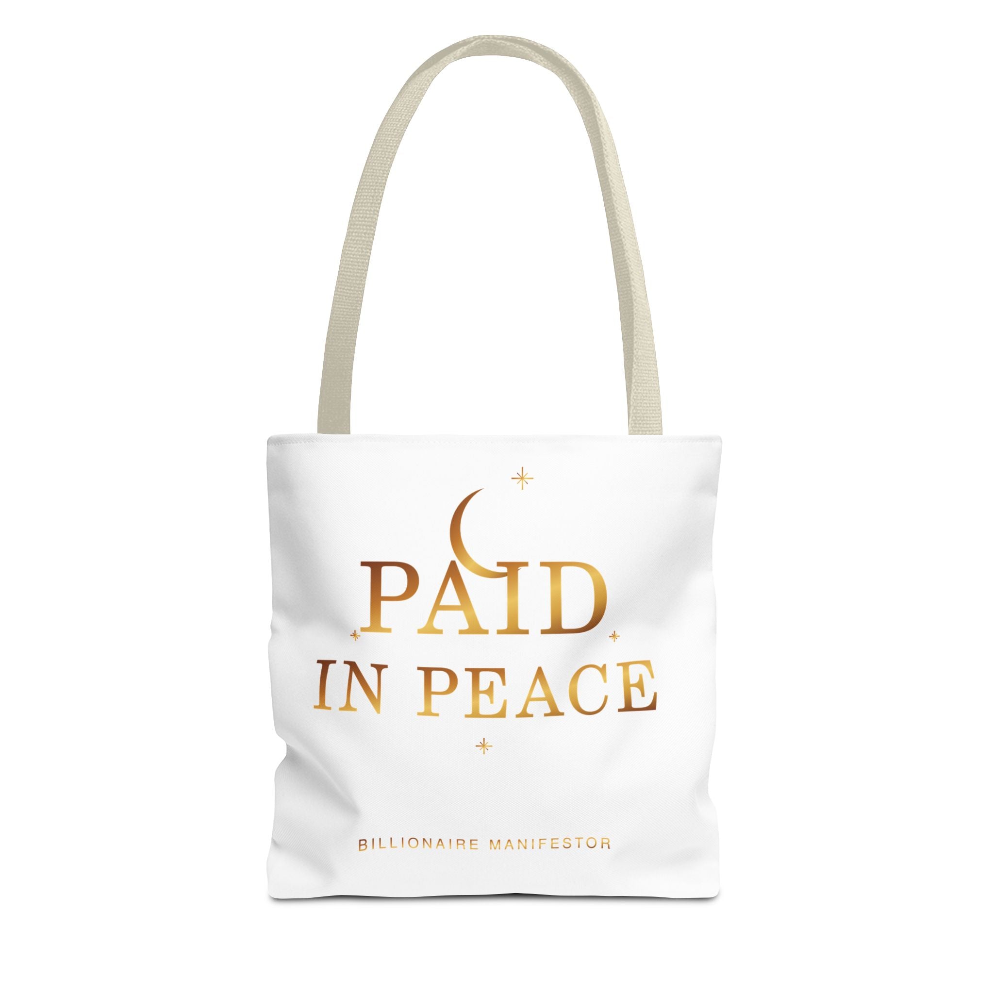 Paid in Peace Gold Statement Tote — additional product view by Quiet Wealth Journey