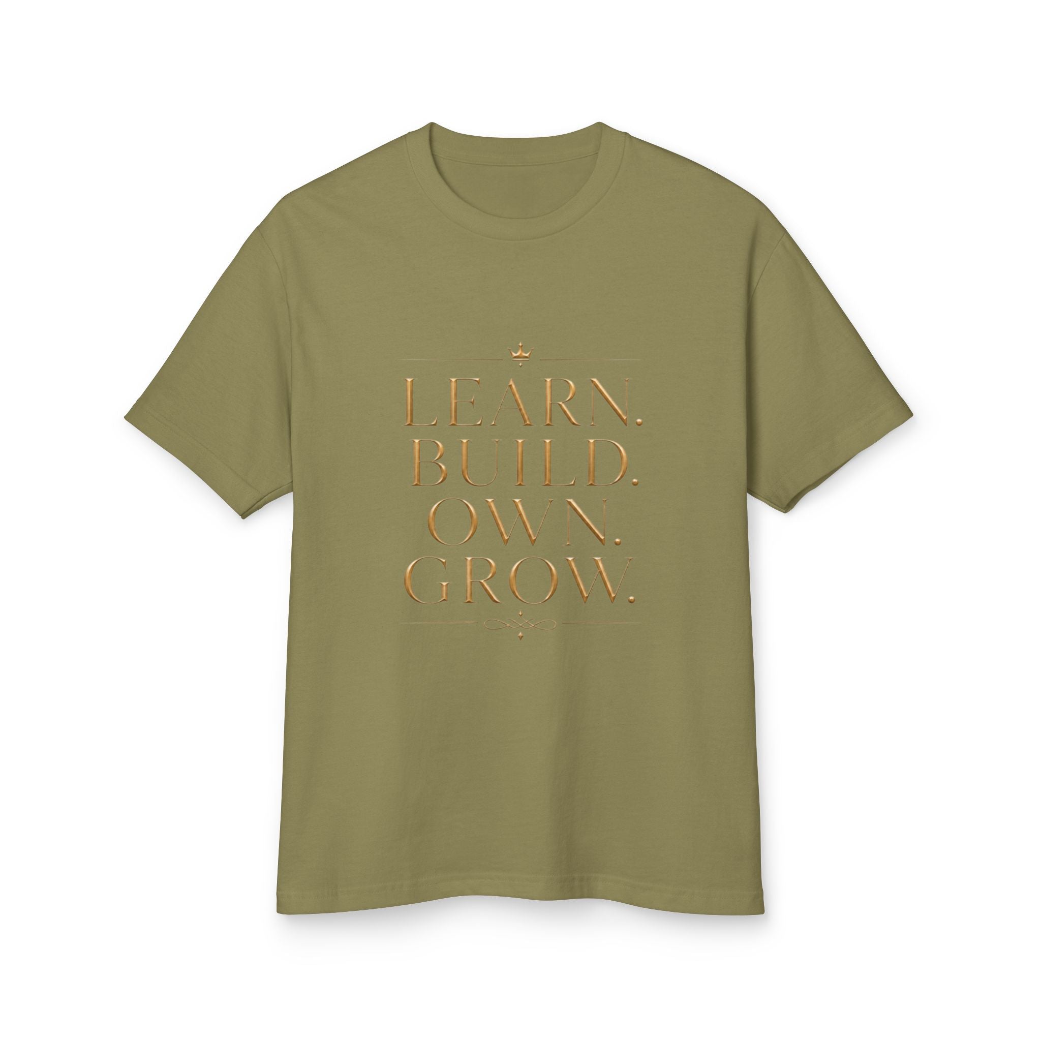 Learn. Build. Own. Grow. Garment-Dyed Tee — additional product view by Quiet Wealth Journey