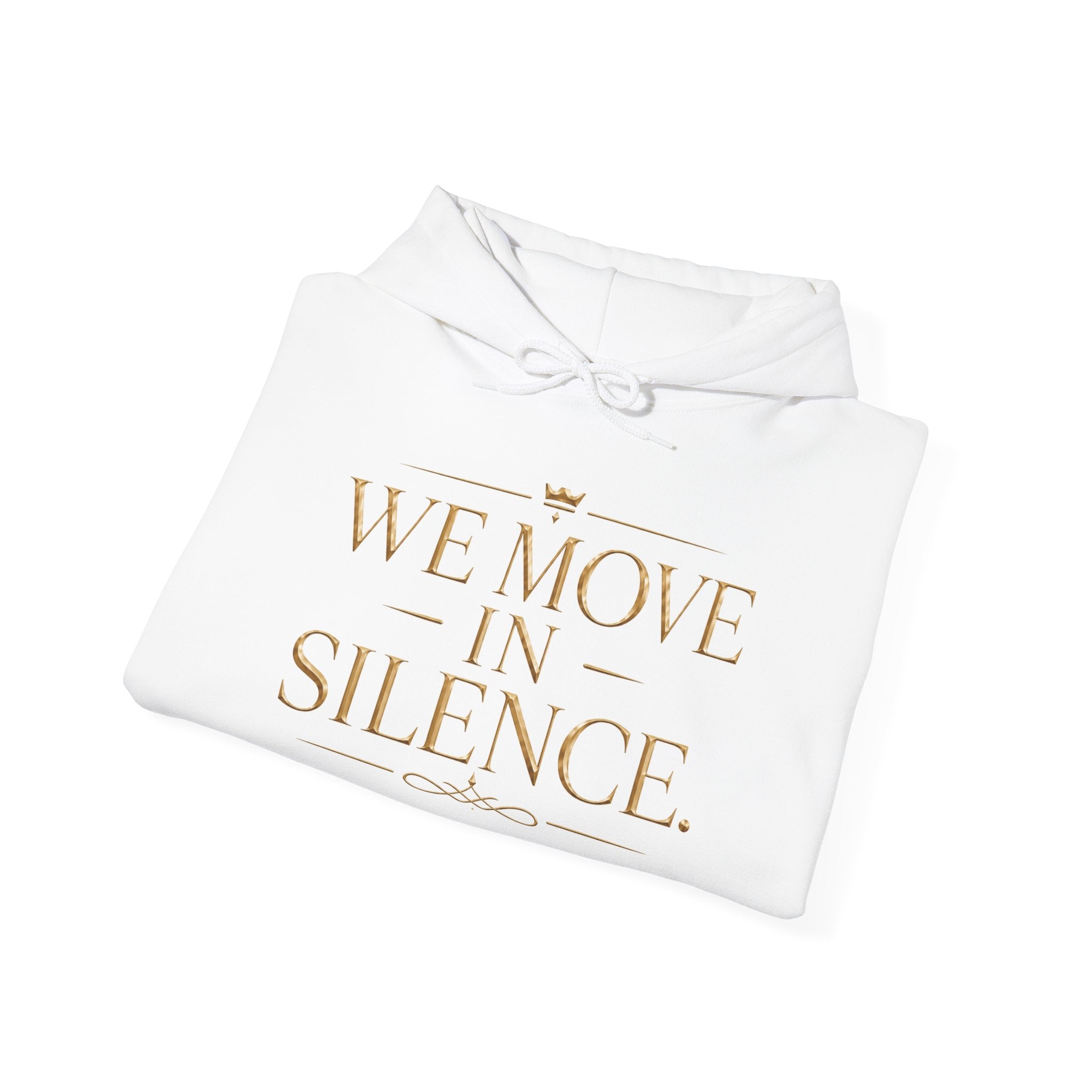 We Move in Silence Gold Statement Hoodie — additional product view by Quiet Wealth Journey