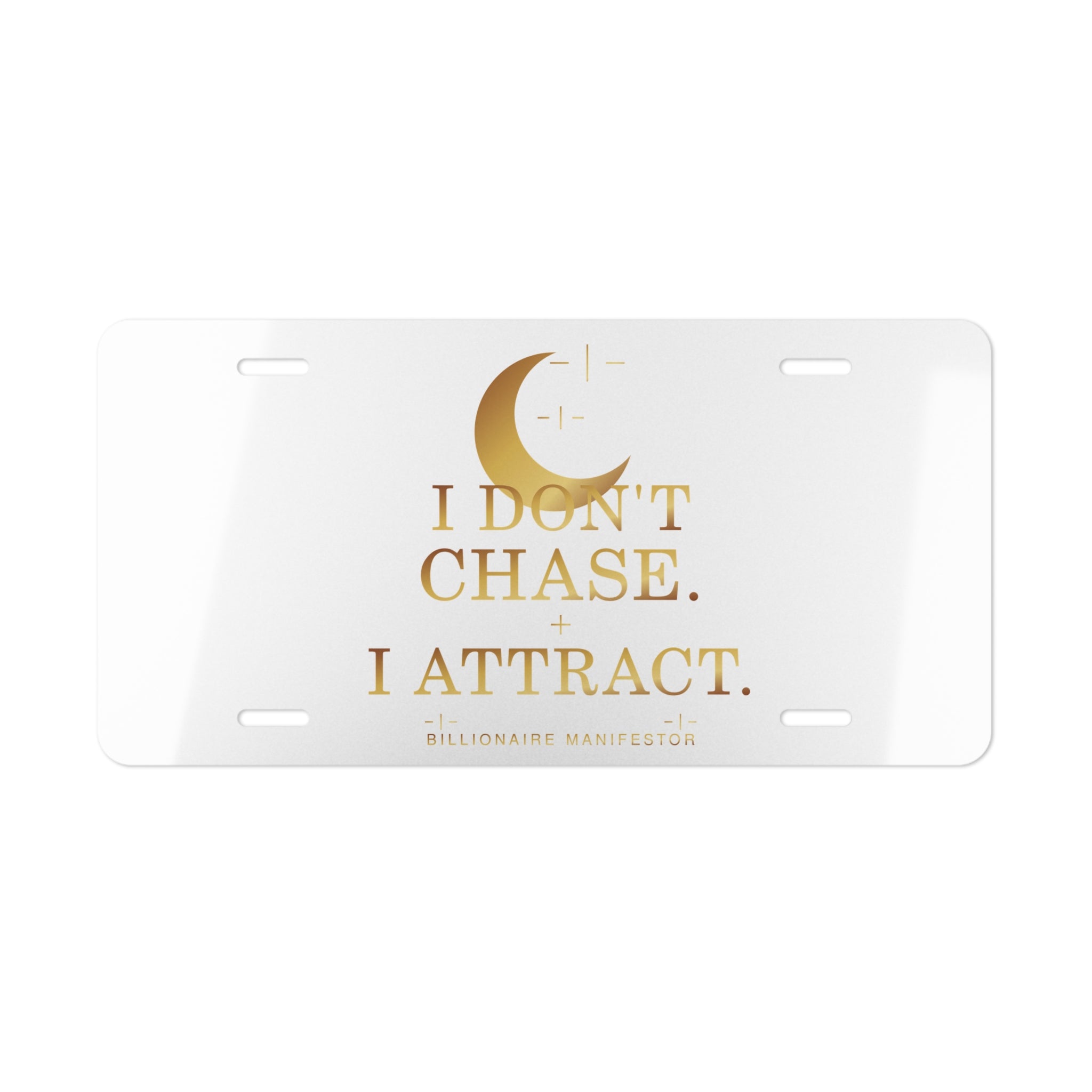 I Don’t Chase—I Attract Gold Vanity Plate — featured product view by Quiet Wealth Journey