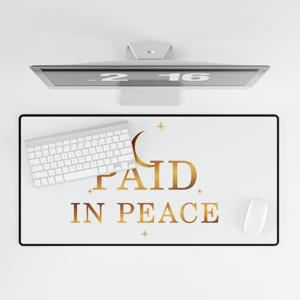 Paid in Peace Gold Affirmation Desk Mat — additional product view by Quiet Wealth Journey
