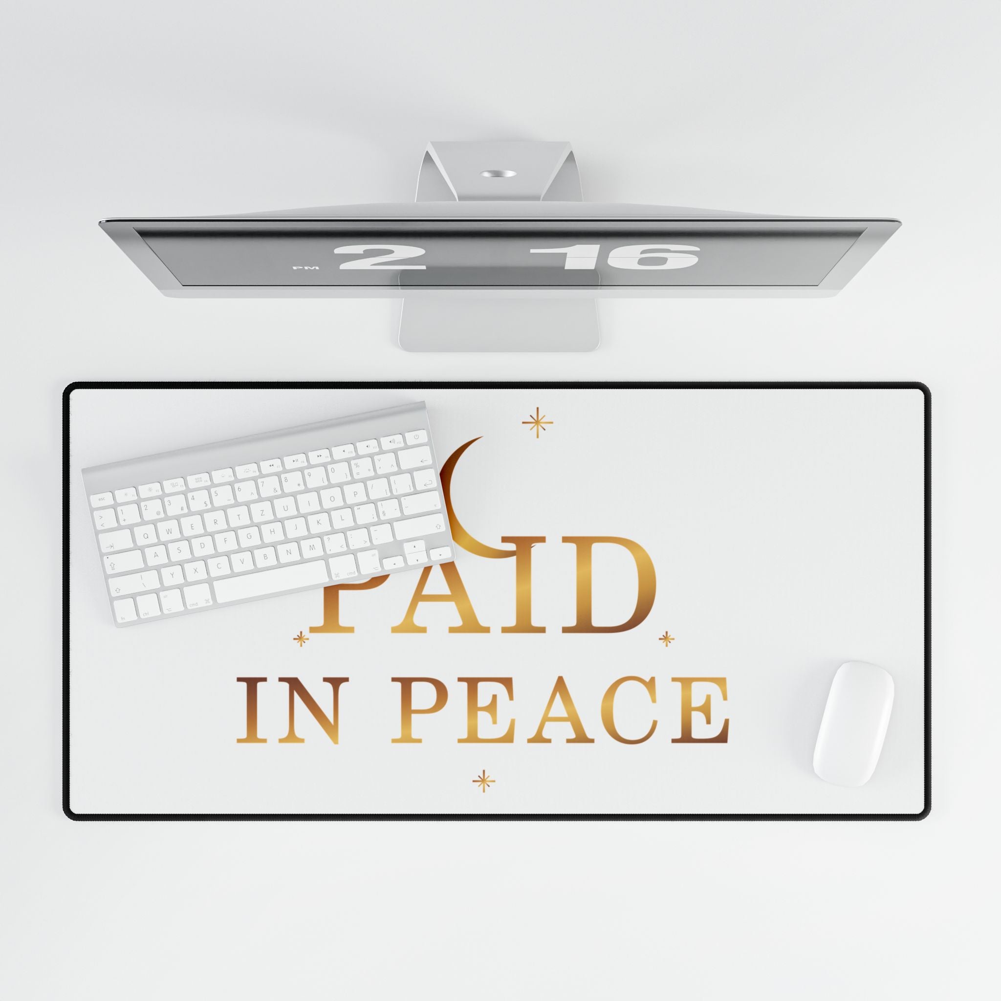 Paid in Peace Gold Affirmation Desk Mat — additional product view by Quiet Wealth Journey