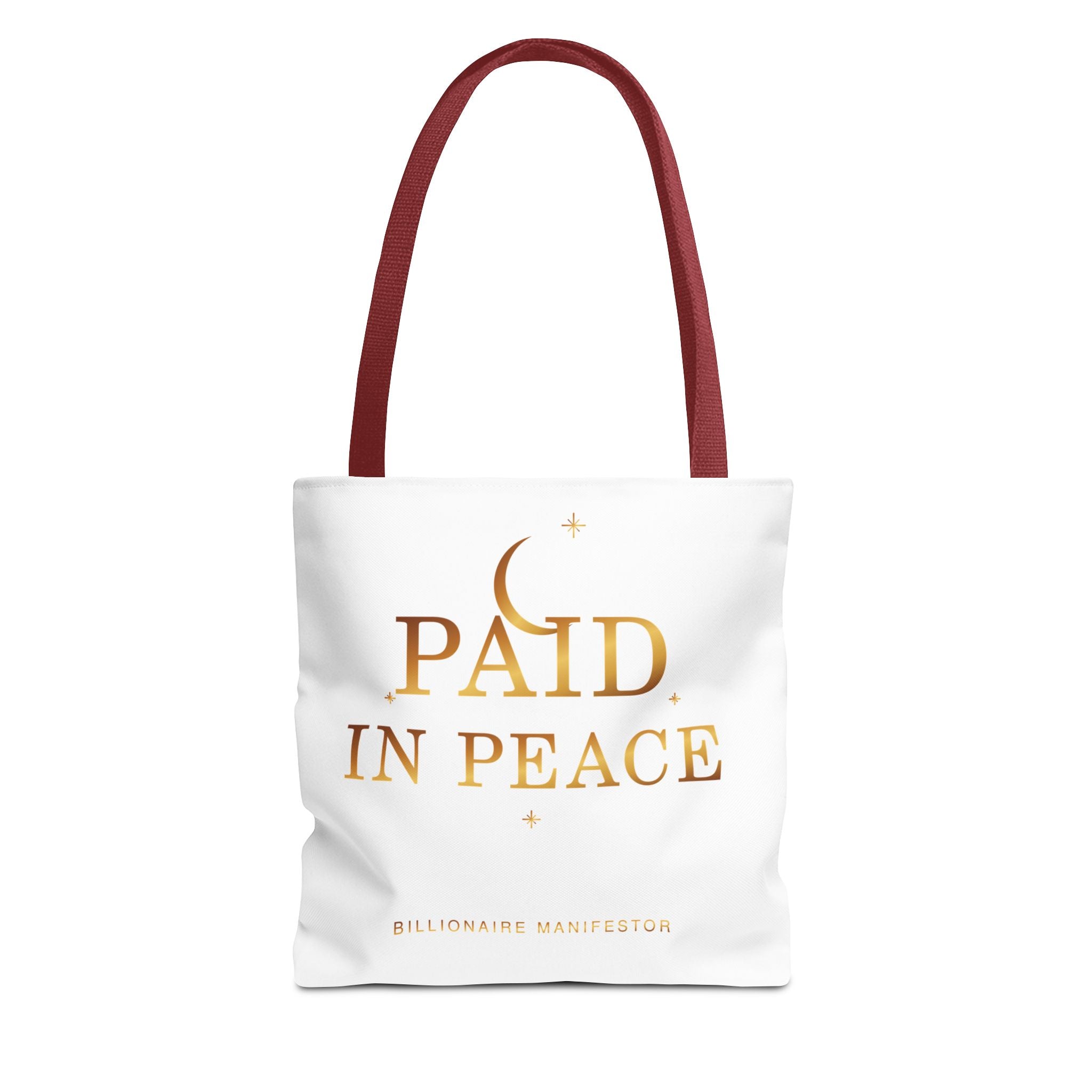 Paid in Peace Gold Statement Tote — alternate product view by Quiet Wealth Journey