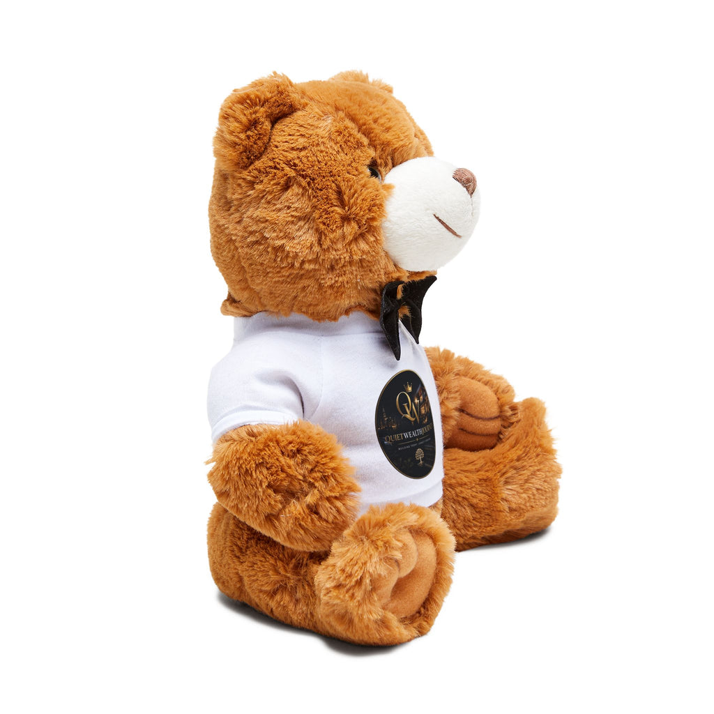 Quiet Wealth Journey Logo Teddy Bear – Dark — alternate product view by Quiet Wealth Journey