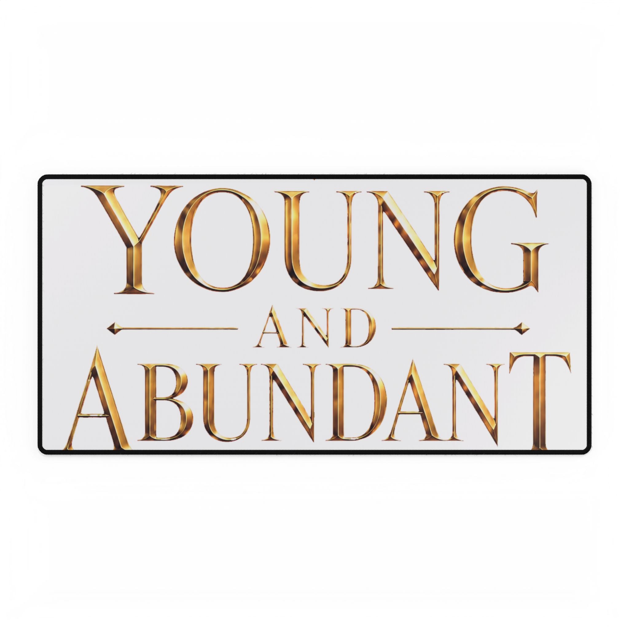 Young & Abundant Gold Statement Desk Mat — featured product view by Quiet Wealth Journey