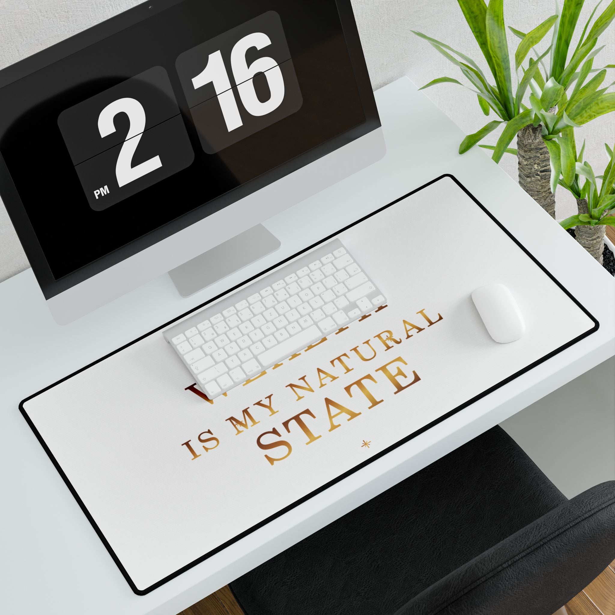Wealth Is My Natural State Affirmation Desk Mat — design detail view by Quiet Wealth Journey