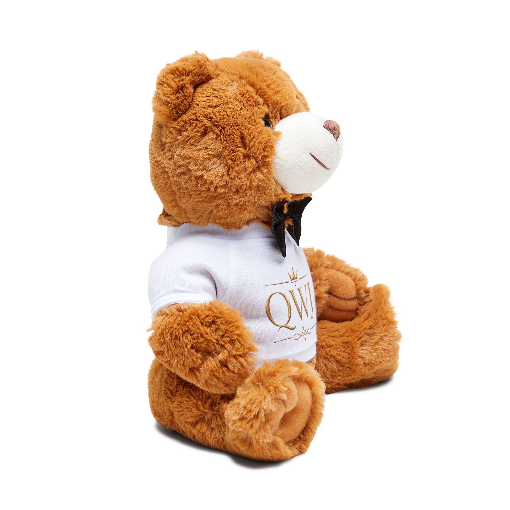 QWJ Gold Monogram Teddy Bear — alternate product view by Quiet Wealth Journey