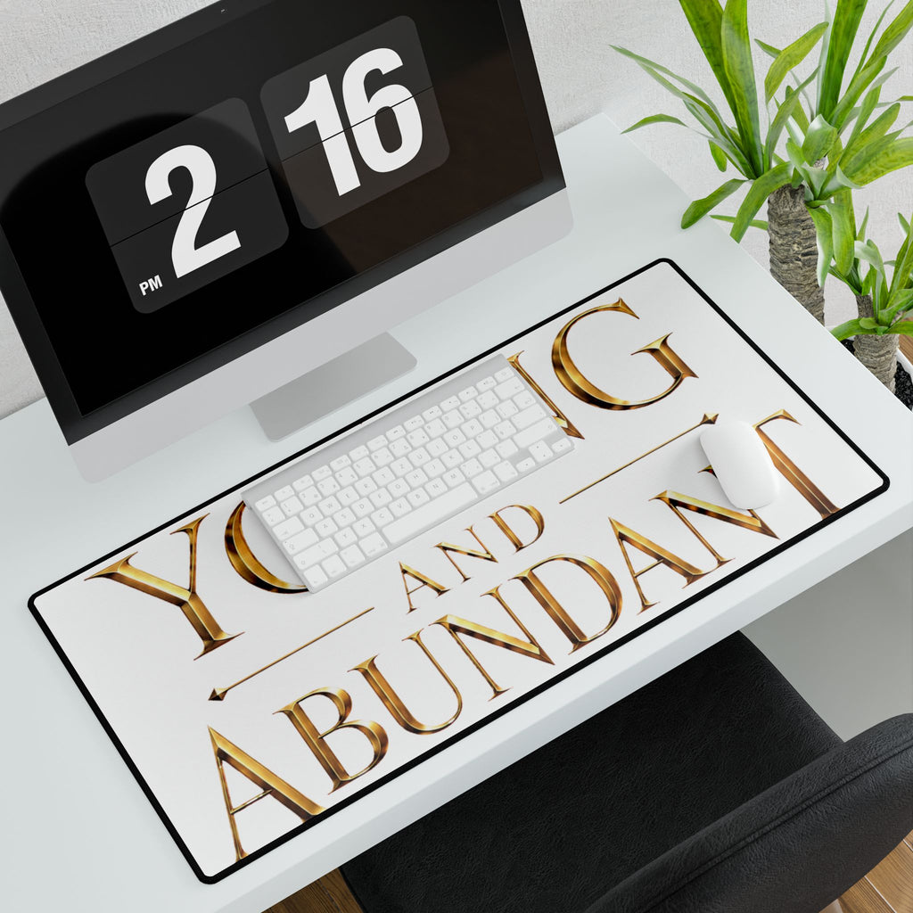 Young & Abundant Gold Statement Desk Mat — design detail view by Quiet Wealth Journey