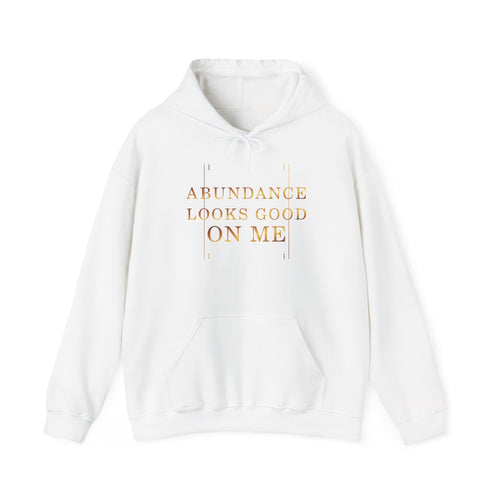 Abundance Looks Good on Me Gold Affirmation Hoodie — featured product view by Quiet Wealth Journey