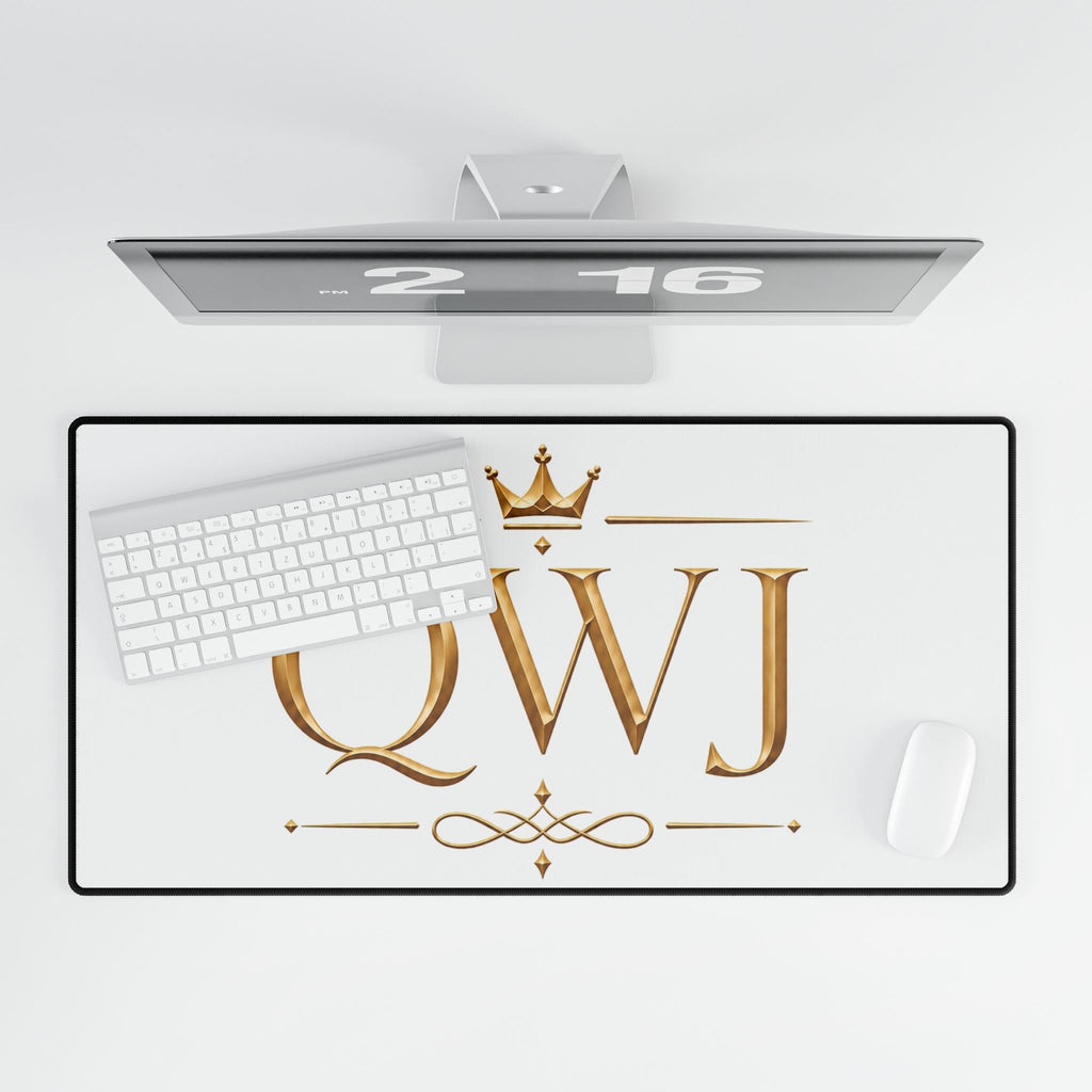 QWJ Gold Monogram Desk Mat — additional product view by Quiet Wealth Journey