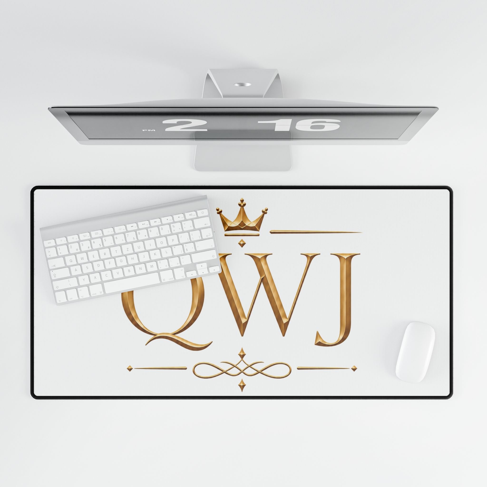 QWJ Gold Monogram Desk Mat — additional product view by Quiet Wealth Journey