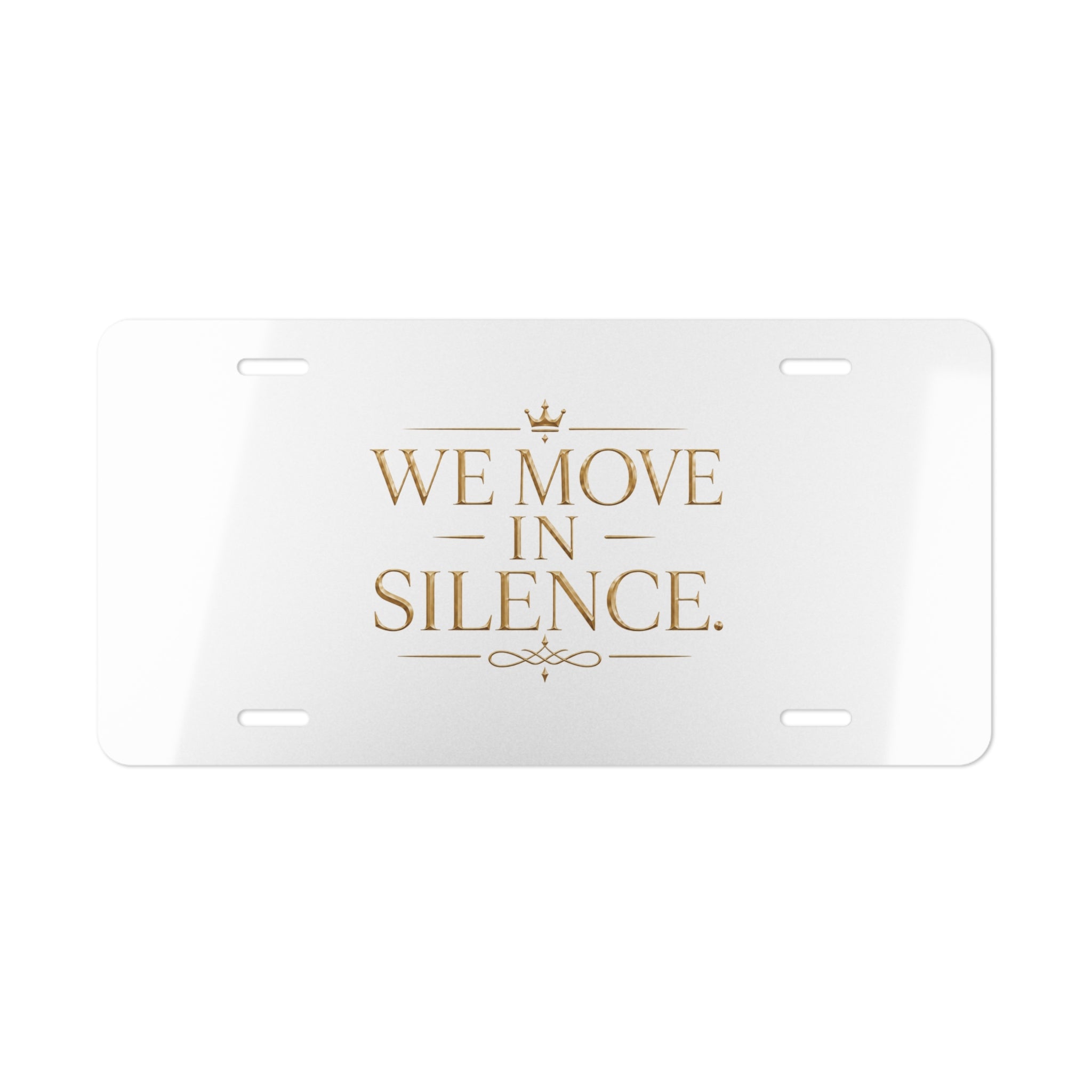 We Move in Silence Gold Vanity Plate — featured product view by Quiet Wealth Journey