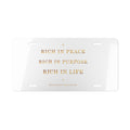 Rich in Peace, Purpose & Life Vanity Plate — featured product view by Quiet Wealth Journey