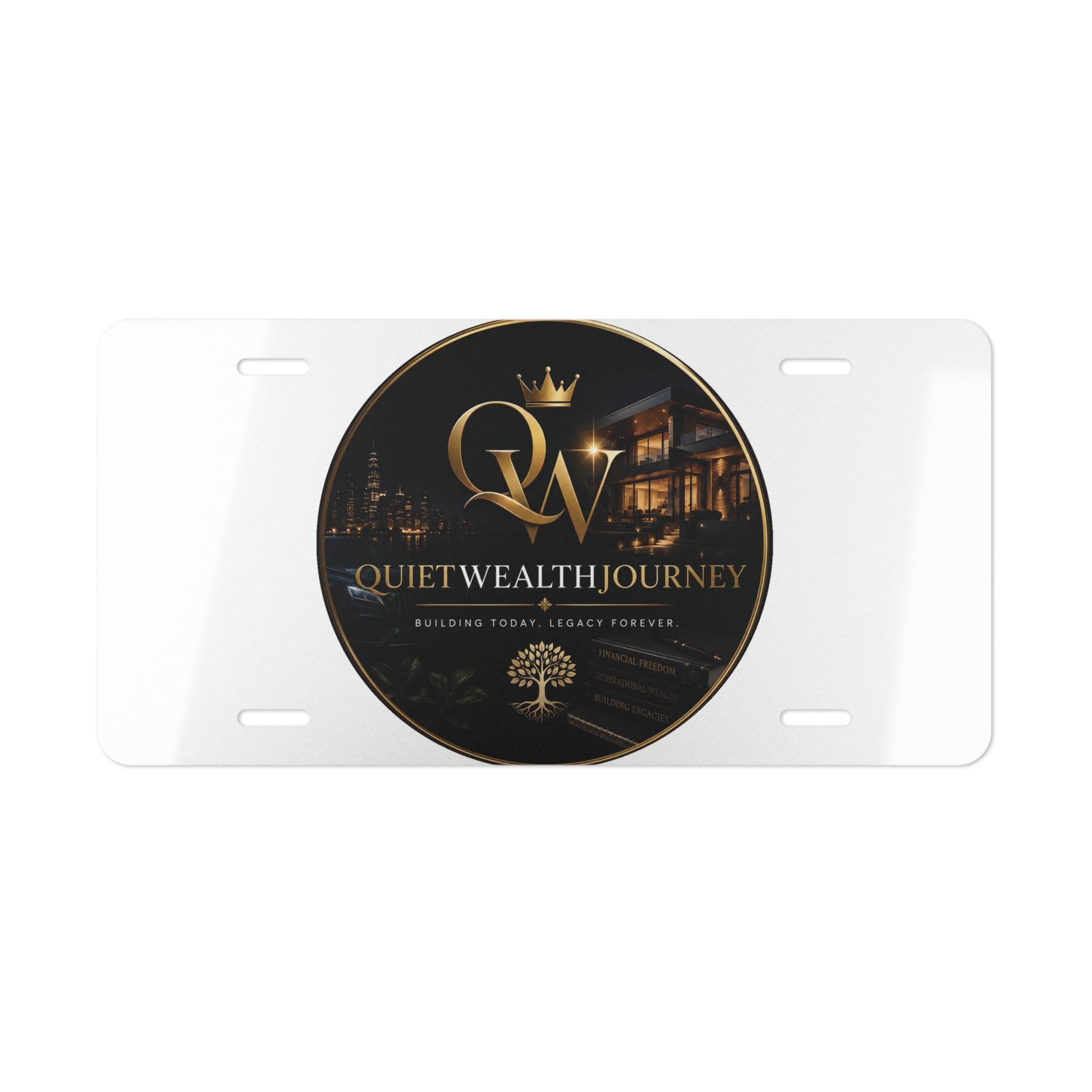Quiet Wealth Journey Lifestyle Vanity Plate – Dark — featured product view by Quiet Wealth Journey