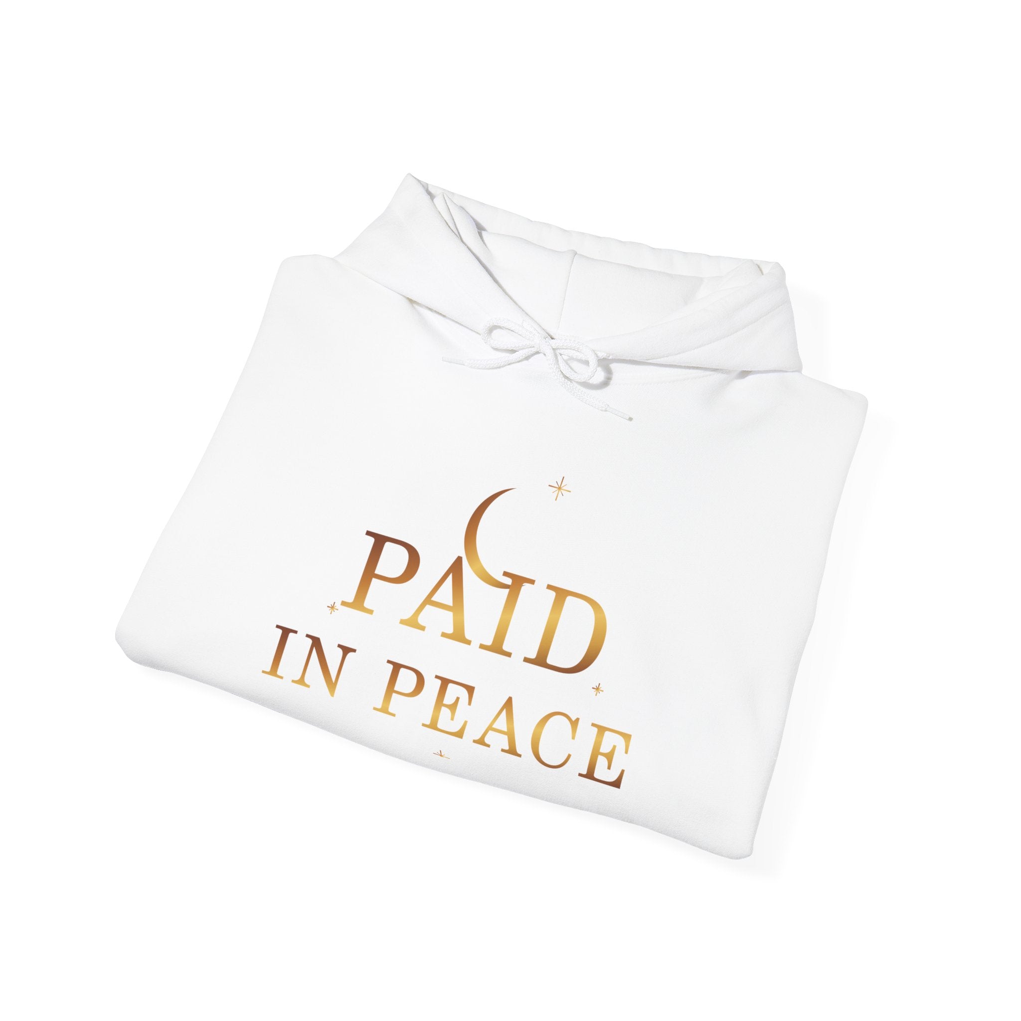 Paid in Peace Gold Affirmation Hoodie — additional product view by Quiet Wealth Journey