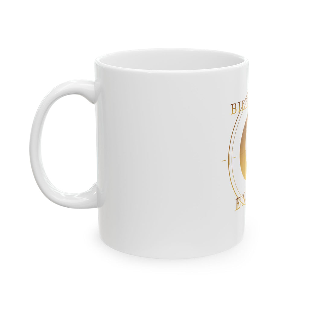Billionaire Energy Gold Affirmation Mug — design detail view by Quiet Wealth Journey