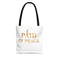 Paid in Peace Gold Statement Tote — featured product view by Quiet Wealth Journey