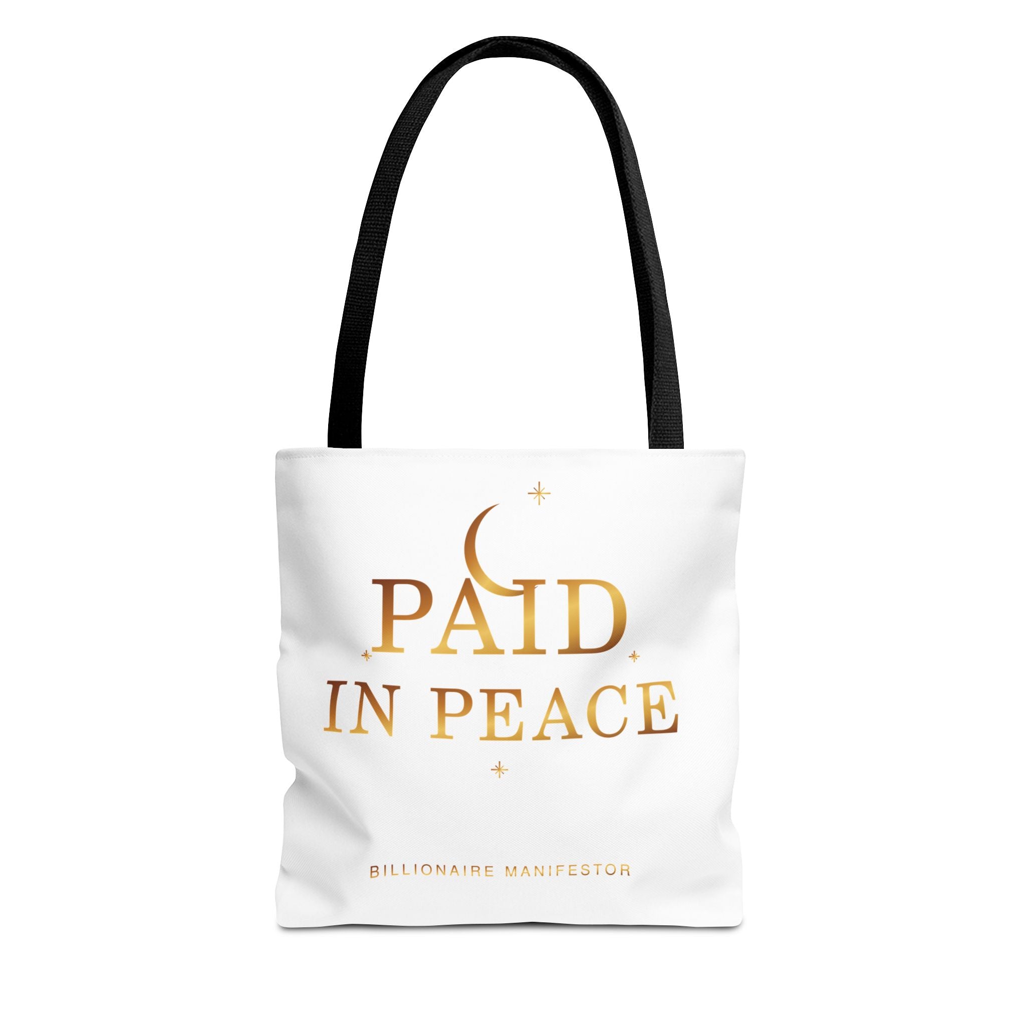Paid in Peace Gold Statement Tote — featured product view by Quiet Wealth Journey
