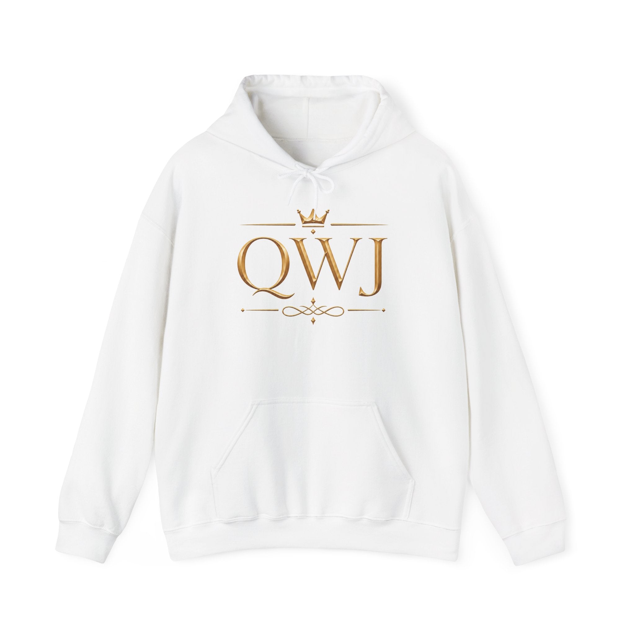 QWJ Gold Monogram Hoodie — featured product view by Quiet Wealth Journey