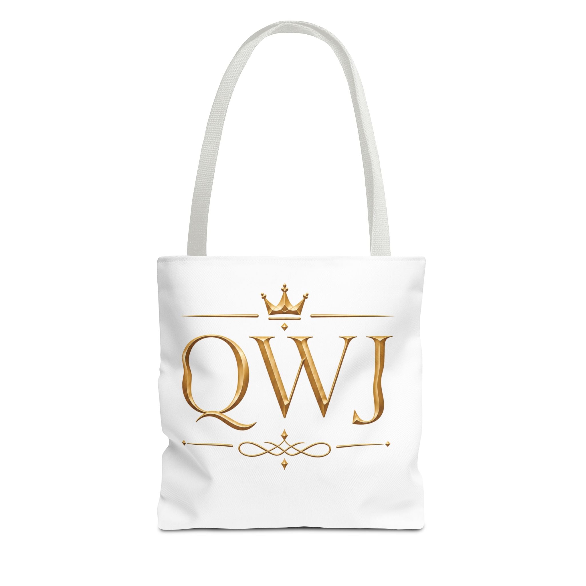 QWJ Gold Monogram Statement Tote — design detail view by Quiet Wealth Journey