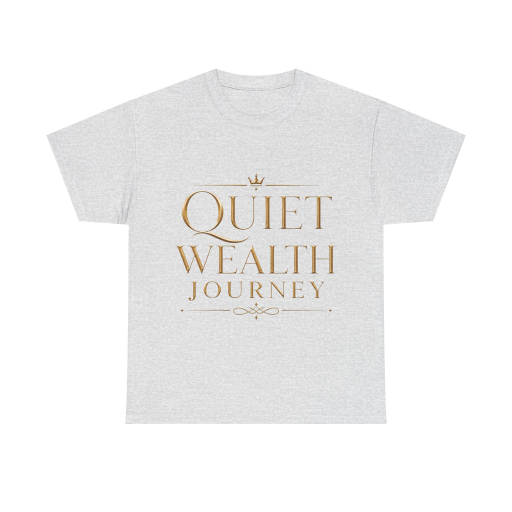 Quiet Wealth Journey Signature Heavy Cotton Tee — design detail view by Quiet Wealth Journey