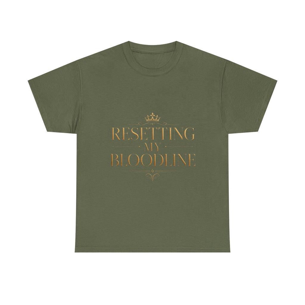 Resetting My Bloodline Heavy Cotton Tee — design detail view by Quiet Wealth Journey