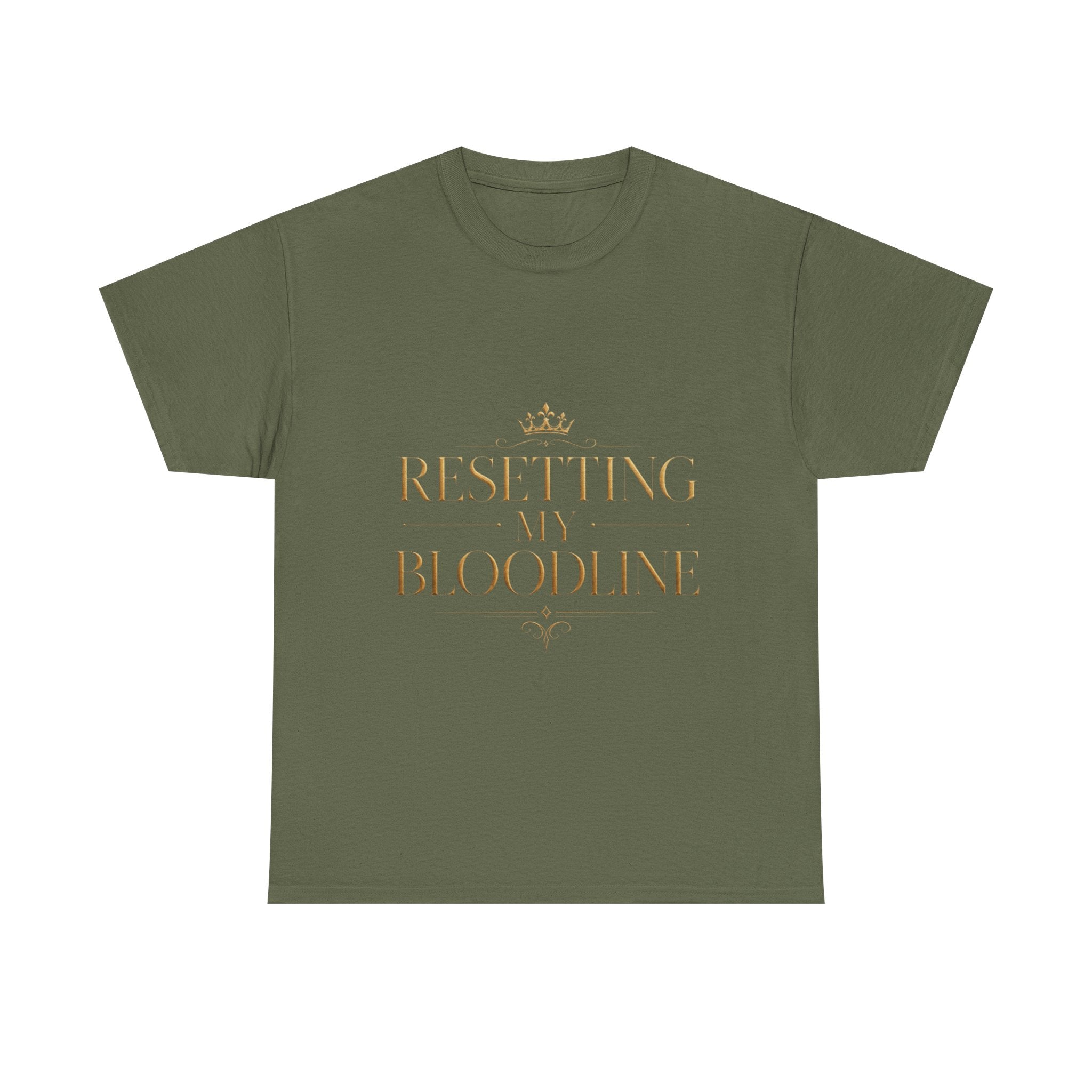 Resetting My Bloodline Heavy Cotton Tee — design detail view by Quiet Wealth Journey