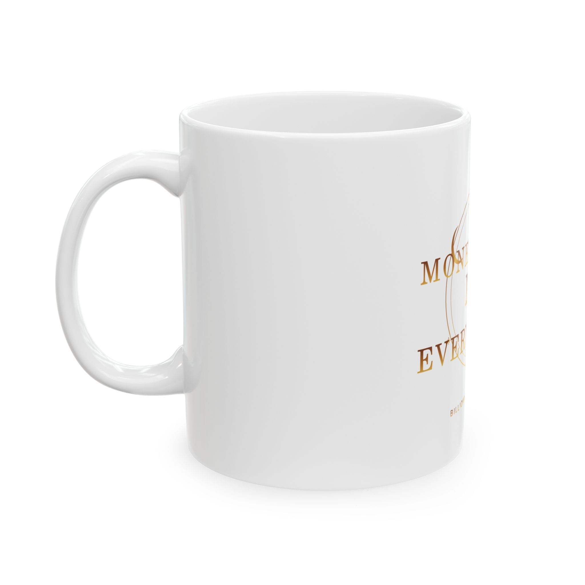 Money Finds Me Everywhere Affirmation Mug — design detail view by Quiet Wealth Journey
