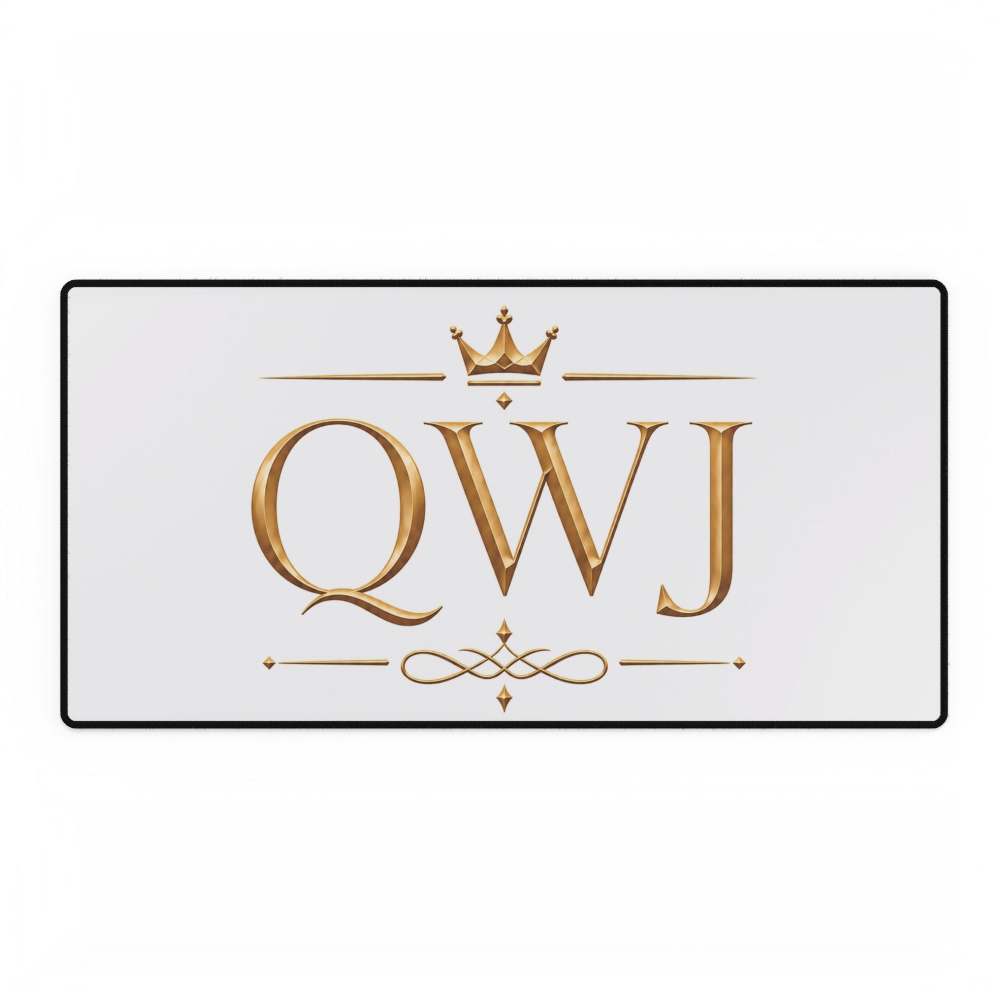 QWJ Gold Monogram Desk Mat — featured product view by Quiet Wealth Journey