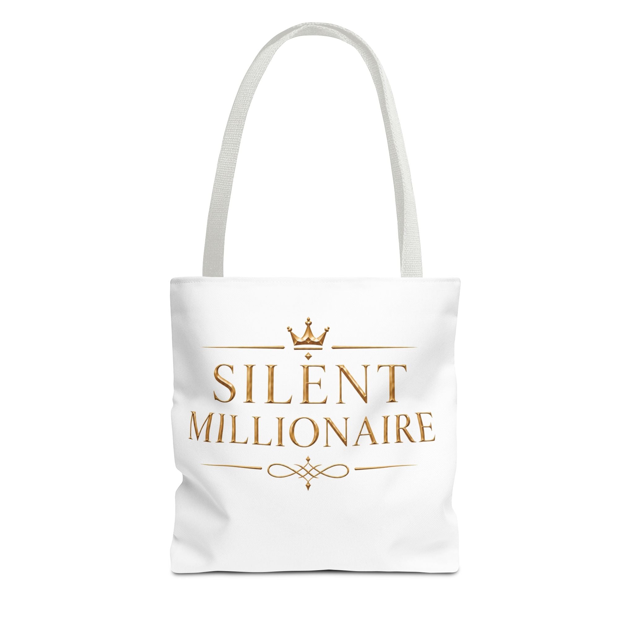 Silent Millionaire Gold Statement Tote — design detail view by Quiet Wealth Journey