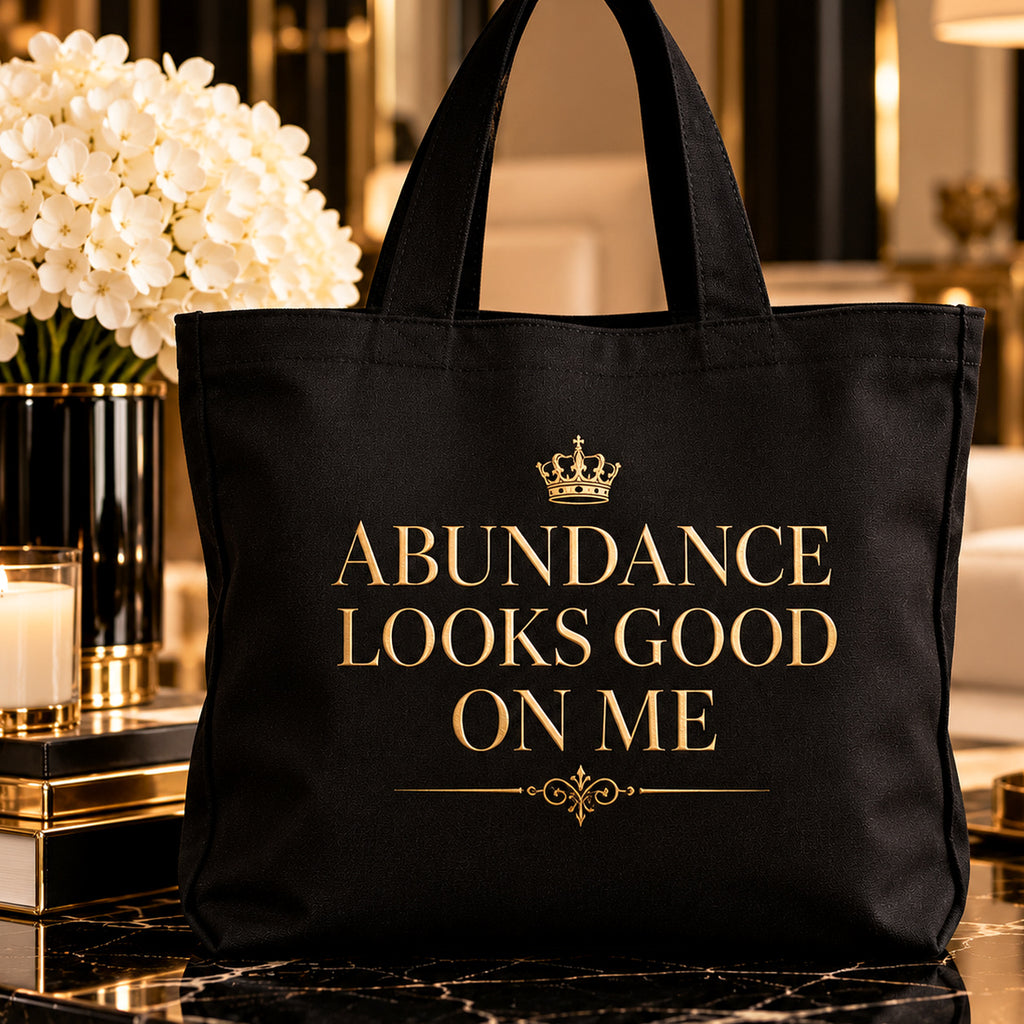 ABUNDANCE LOOKS GOOD ON ME tote — premium luxury alt