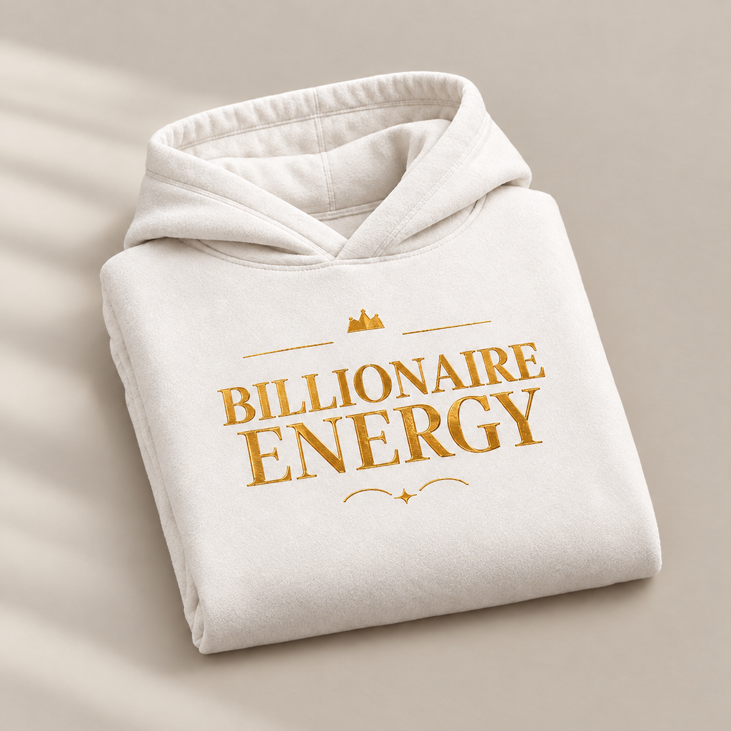 Billionaire Energy affirmation hoodie – folded view
