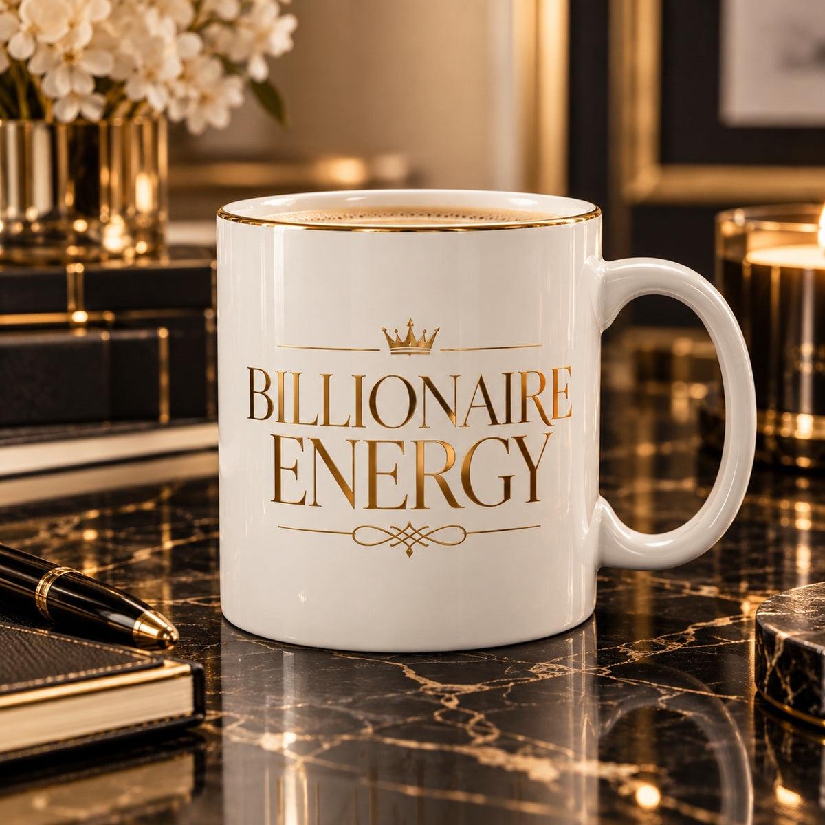Billionaire Energy mug — premium luxury hero