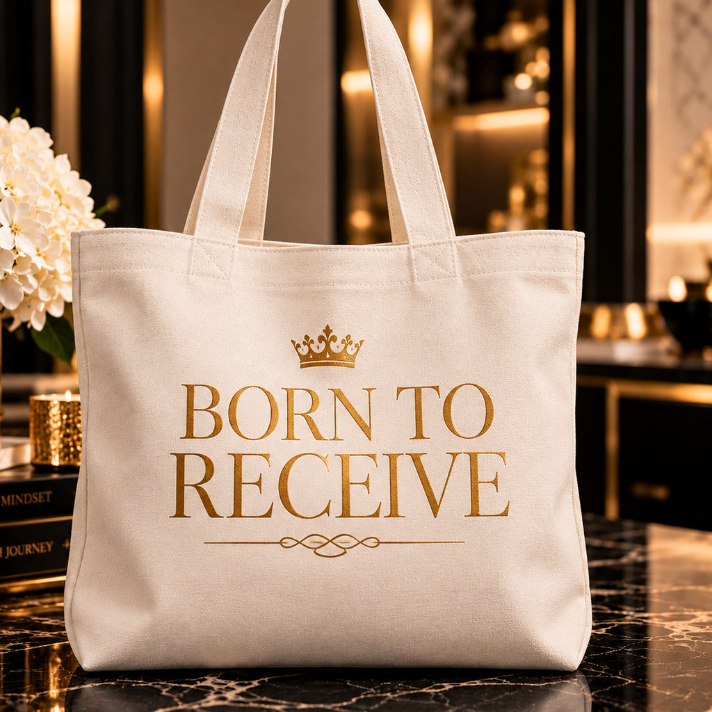 BORN TO RECEIVE tote — premium luxury alt