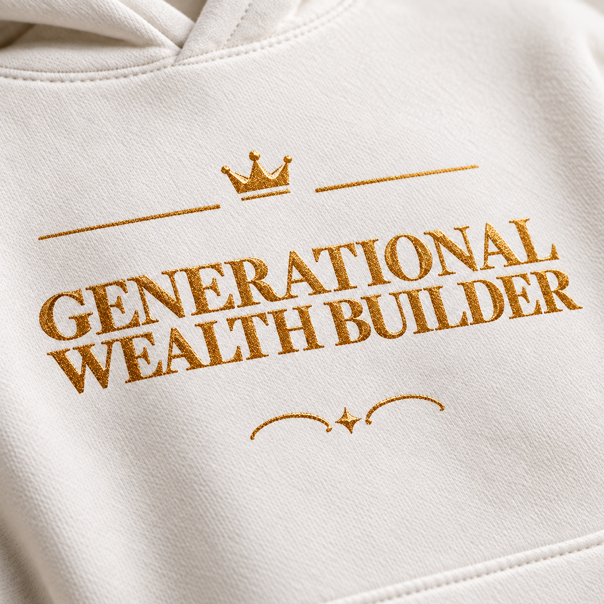 Generational Wealth Builder affirmation hoodie – print detail view
