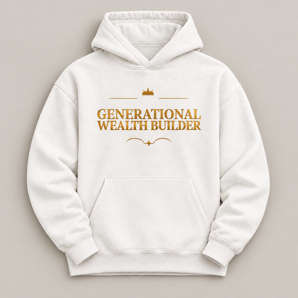 Generational Wealth Builder affirmation hoodie – flat lay view