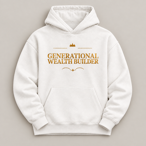 Generational Wealth Builder affirmation hoodie – flat lay view