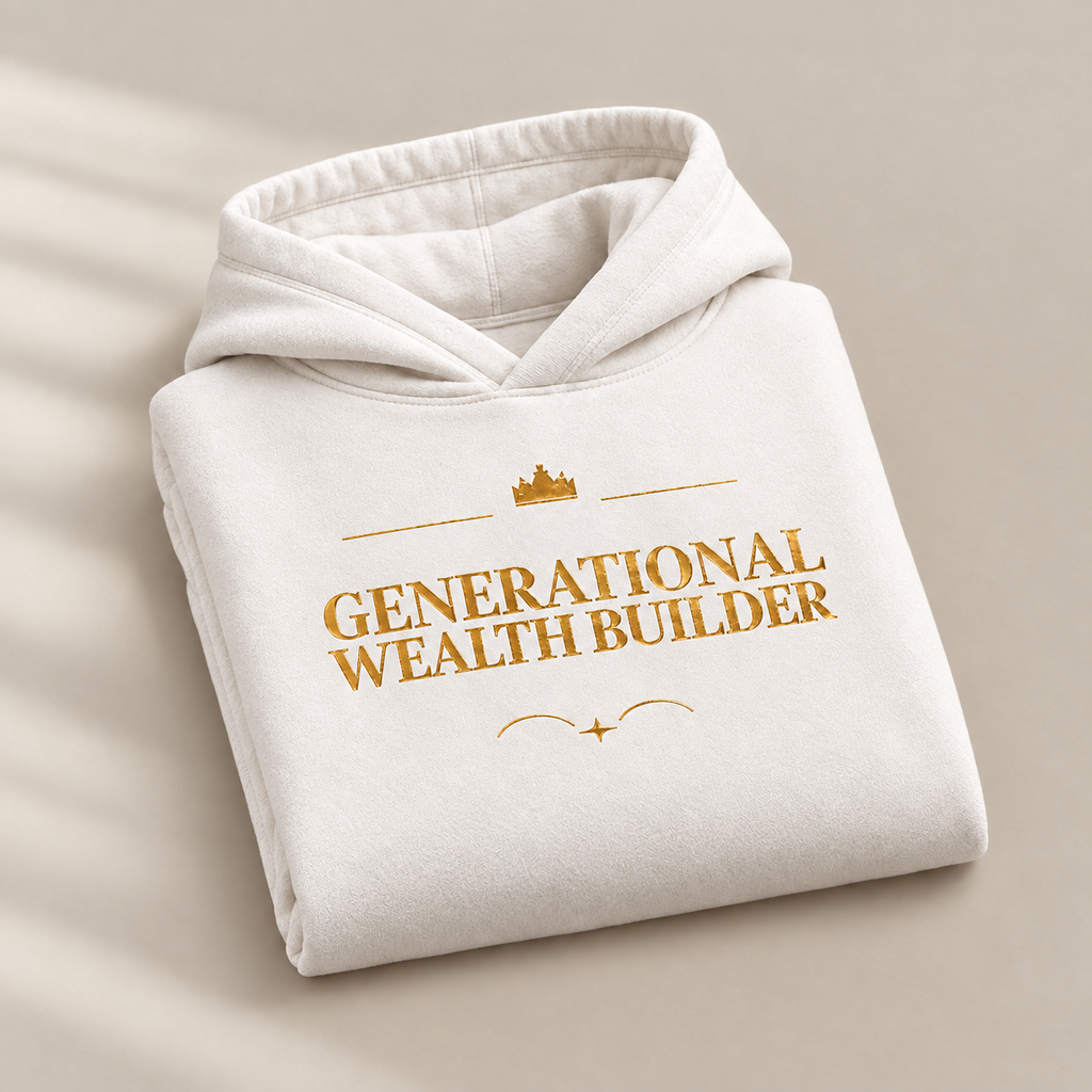 Generational Wealth Builder affirmation hoodie – folded view