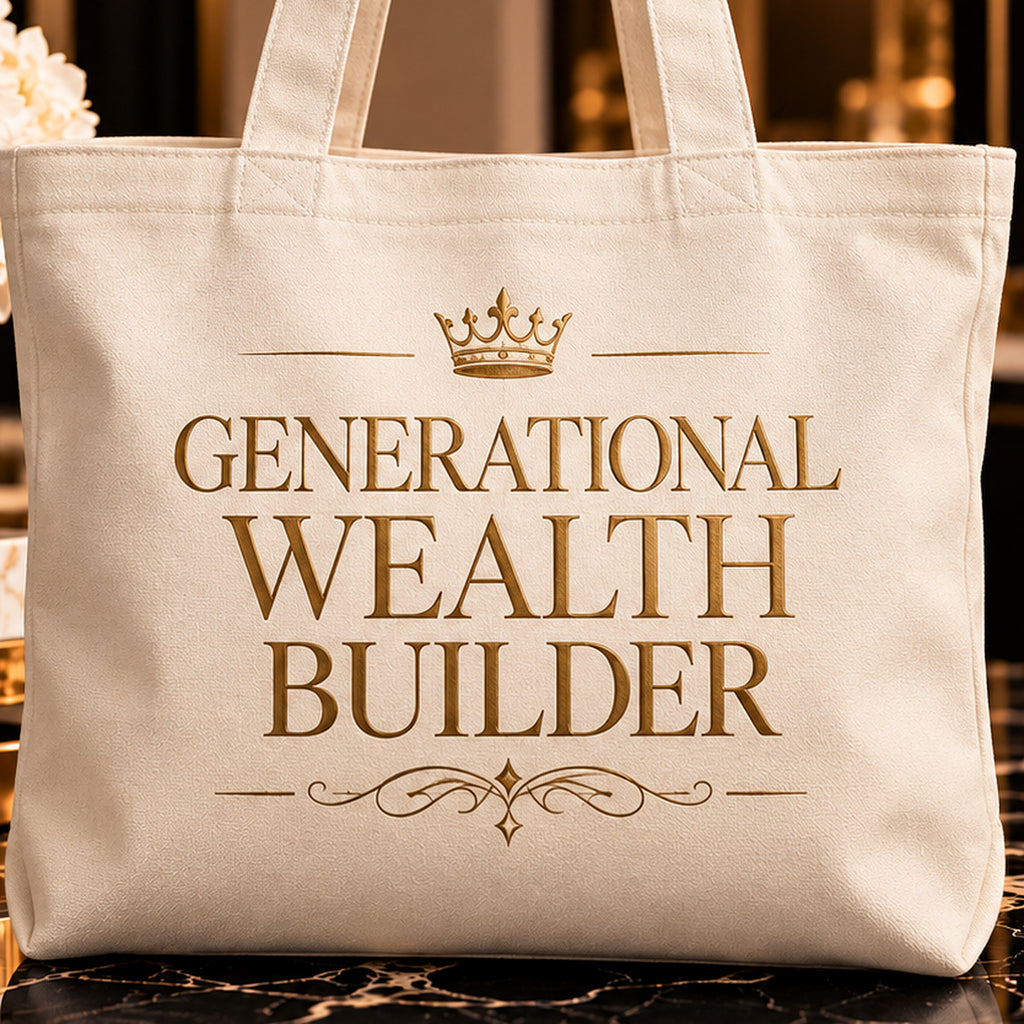 GENERATIONAL WEALTH BUILDER tote — premium luxury detail